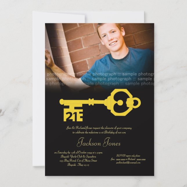 Invitation clé pour la fête d'anniversaire 21 ans  (Dos)