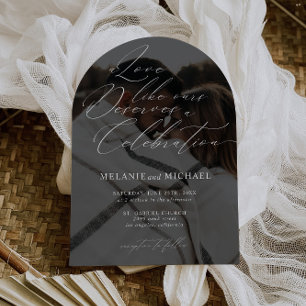 Invitation Clean Classic Modern Script QR Code Mariage photo