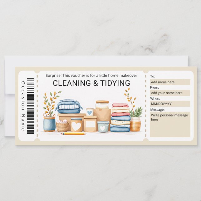 Invitation Cleaning and Tidying Gift Certificate  (Devant)