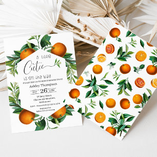 Invitation Clementine Orange Frame Little Cutie Baby shower