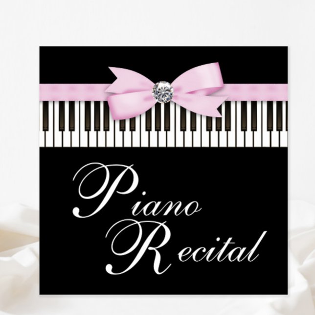 Invitation Clés de piano rose noir et blanc Considérant Invit (You can change the text as needed for your event.)