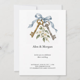 Invitation Clés pour un mariage aux clés vintage pour toujour