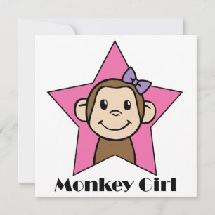 Invitation Clip Art de Dessin Animé Fille Singe Mignonne Anni