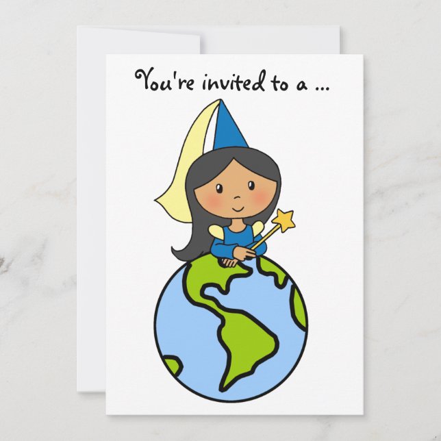 Invitation Clip Art de Dessin Animé Princesse Mignonne Fête d (Devant)