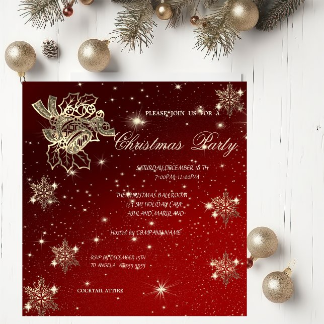 Invitation Cloche de Noël, Flocons de neige, Fête de Noël d'e (Créateur téléchargé)
