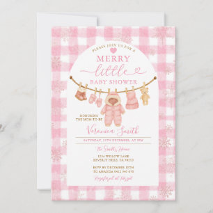 Invitation Cloche d'hiver rose Joyeux petit Baby shower