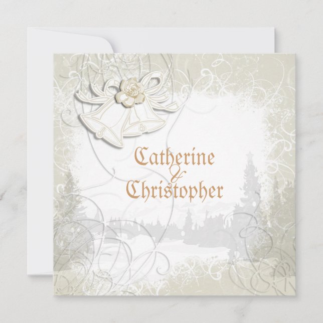 Invitation cloches de l'église en blanc mariage floral (Devant)