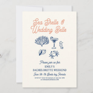 Invitation Cloches de mariage en coquillages Week-end de jeun
