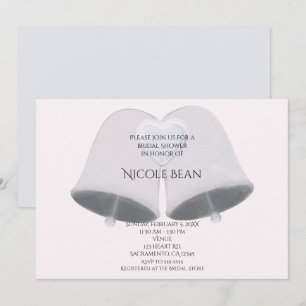 Invitation Cloches de mariage et fiançailles avec cœur Shower