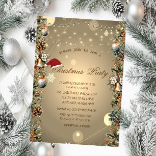 Invitation Cloches de Noël Cônes de pin Chapeau de Père Noël 