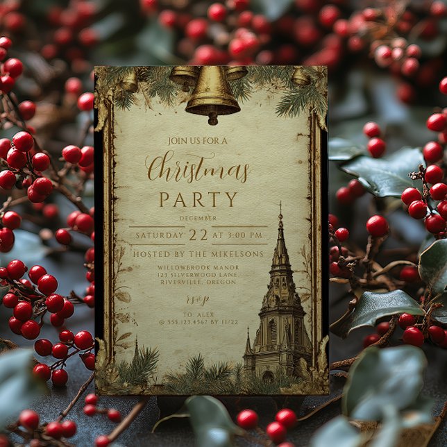 Invitation Cloches de vacances rustiques Noël (Créateur téléchargé)