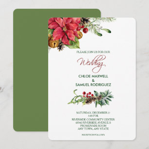 Invitation Cloches Soft Color Christmas Poinsettia