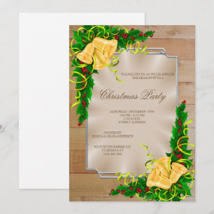 Invitation Clochettes de coin encadrées en bois et ruban de N
