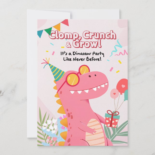 Invitation Clomp, Crunch & Growl ! Parti Dinosaur (Devant)