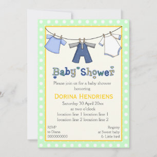 Invitation Clothesline bébé garçon douche personnalisée