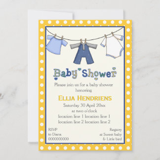 Invitation Clothesline bébé garçon douche personnalisée