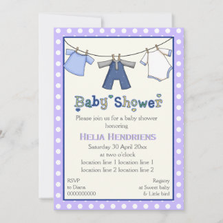 Invitation Clothesline bébé garçon douche personnalisée