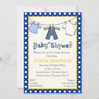 Invitation Clothesline bébé garçon douche personnalisée