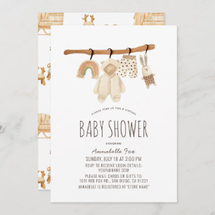 Invitation Clothesline Genre Baby shower Virtuel Neutre
