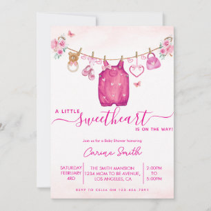 Invitation Clothesline valentine's girl Baby shower