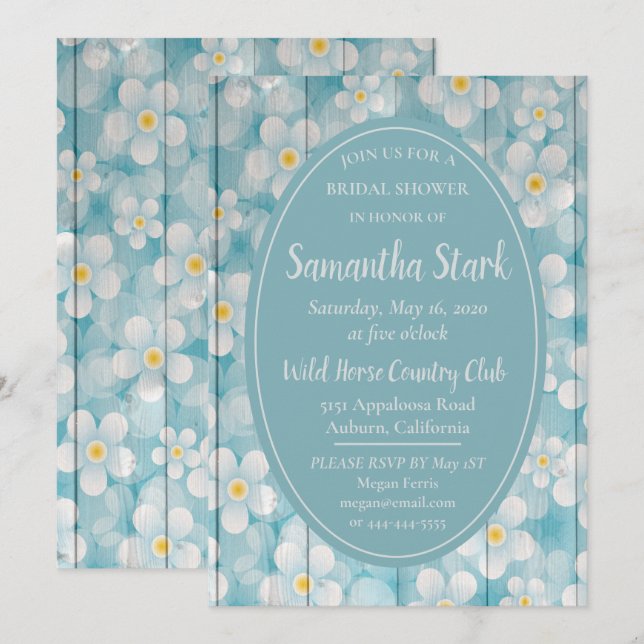 Invitation Clôture en bois floral Shower de mariage (Devant / Derrière)