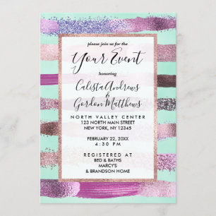 Invitation Clou vert de Monnaie rose Parties scintillant polo