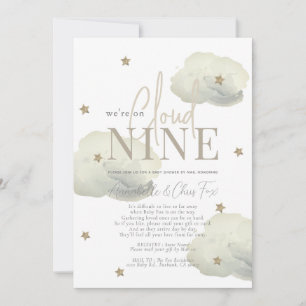 Invitation Cloud 9 Gold Stars Aquarelle Baby shower par courr