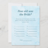 Cloud 9 Quel âge avait la mariée Shower Game Card
