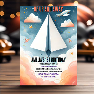 Invitation Cloud 9 Vols Enfants Sky Joy Avion 1er Anniversair