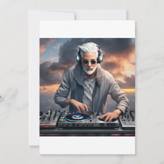 Invitation Cloud Beats : White Grey Haired DJ Design