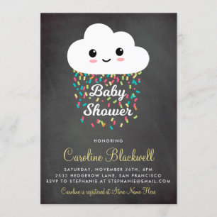 Invitation Cloud et Confetti  Baby shower de tableau de bord