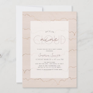 Invitation Cloud Lined 9 Ciel rose Aquarelle Baby shower fill