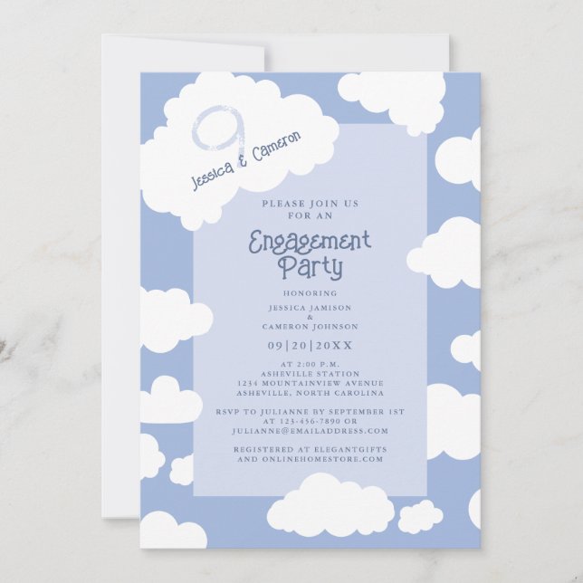 Invitation Cloud Neuf 9 mignons Amusants Mariages (Devant)