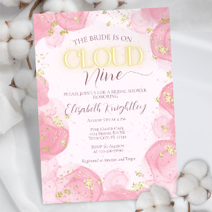 Invitation Cloud Neuf 9 Pink Gold Faux Parties scintillant Fê