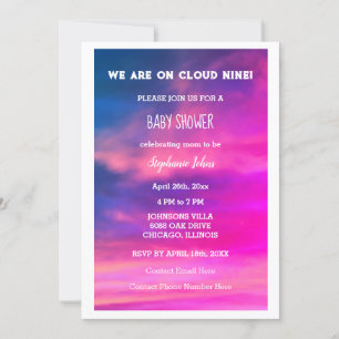 Invitation Cloud Neuf Baby shower fille rose coloré Art migno