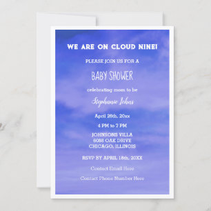 Invitation Cloud Neuf Baby showers Garçons Filles Bleu Abstra