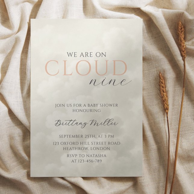 Invitation Cloud Neuf nuages blancs Baby shower (Créateur téléchargé)