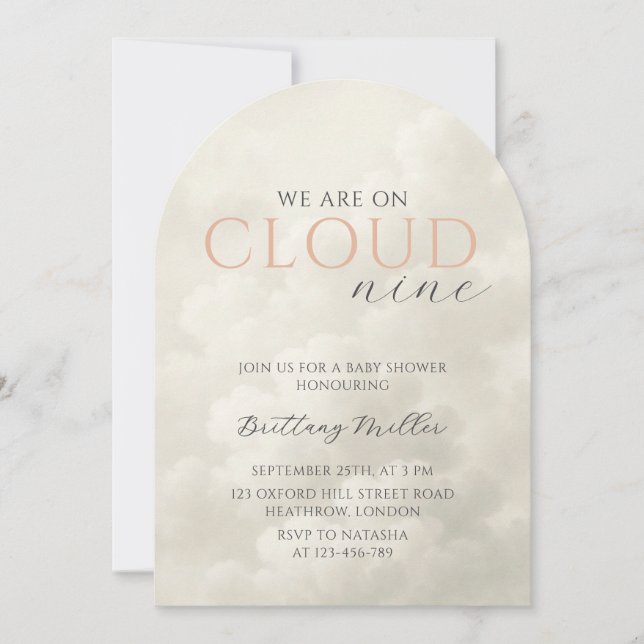 Invitation Cloud Neuf nuages blancs Baby shower d'arc (Devant)