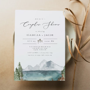 Invitation CLOVER Boho Rustic Mountain Lake Couples Douche da