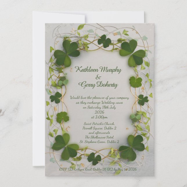 Invitation Clover de Shamrock irlandais traditionnel (Devant)