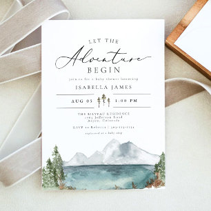 Invitation CLOVER Mountain Lake Boho Baby shower d'aventure