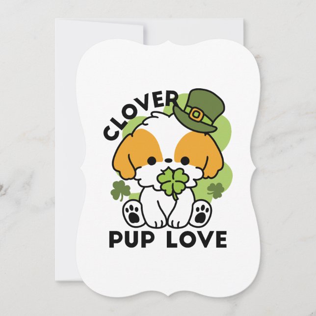 Invitation Clover Pup Love – Design de chien pour la Saint-Pa (Devant)