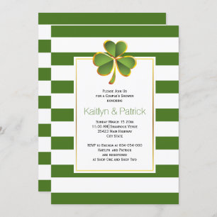 Invitation Clover, rayures vertes Irlandais mariage couples d