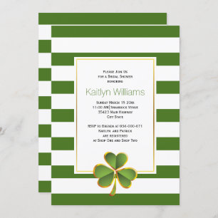 Invitation Clover, rayures vertes Irlandais mariage douche nu