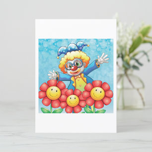 Invitation Clown Avec Fleurs