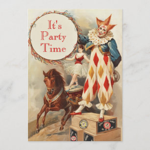 Invitation Clown Cirque vintage Personnalisé Anniversaire Inv