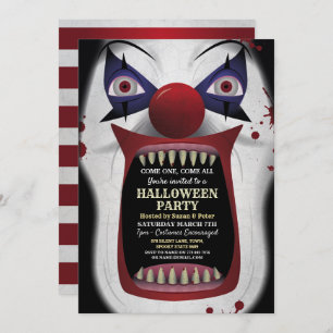 Invitation Clown effrayant Halloween Party Carnaval Cirque Ho