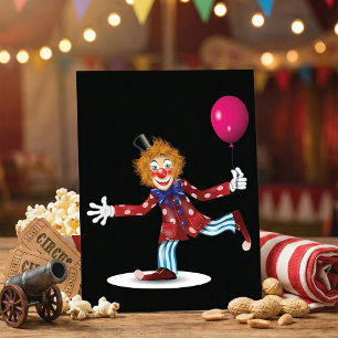 Invitation Clown Joyeux Coloré avec Amusement de Ballon Cirqu
