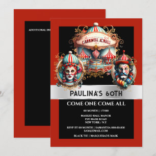 Invitation Clowns du cirque carnaval signe l'anniversaire des