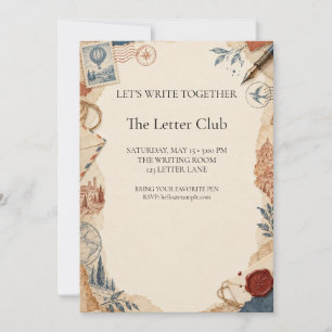 Invitation Club de correspondance épistolaire vintage